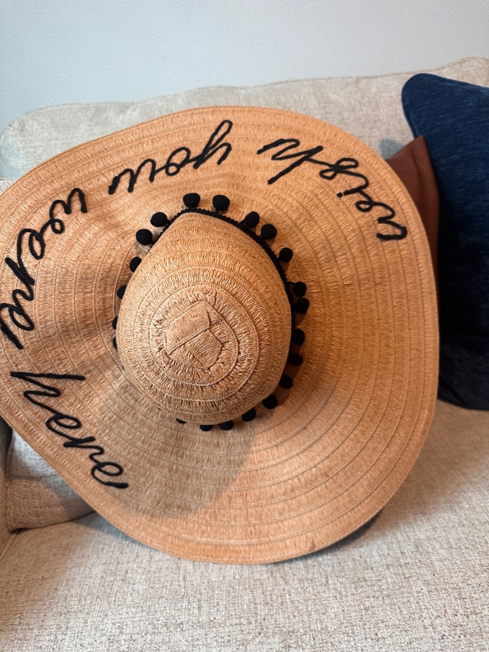 NWT Mud Pie “Wish You Were Here” Oversized Floppy Sun Hat - Picture 5 of 5